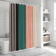 thumbnail image 5 of Black Teal Pink Beige Stripe Shower Curtain Set - Long 72" x 84" Washable Bathtub Curtain with 12 Hooks, Farmhouse Striped Waterproof Fabric Stall Shower Curtains for Bathroom/Bathtub Décor, 5 of 6
