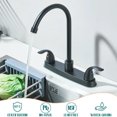 thumbnail image 3 of 8 Inch Kitchen Sink Faucet Deck Mounted 3 Hole 2 Handle Kitchen Faucets High-Arc 360 Degree Swivel Spout with Supply Lines Black, 3 of 8