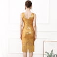 thumbnail image 5 of Baisdan Sequin Dress for Women 1920s Dress Great Gatsby Sparkle Cocktail Fringe Flapper Dresses Costume Outfit Gift, Gold, Medium, 5 of 8