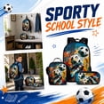 thumbnail image 2 of Soccer Backpack Set for School,3Pcs Bookbag with Lunch Box & Pencil Case for Kids Boys Girls,Lightweight Daypack for Elementary Middle High School Students, 2 of 7