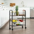 thumbnail image 2 of IRIS USA Slim Wood and Metal Rolling Storage Cart, Brown, 2 of 7