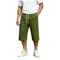 thumbnail image 2 of QSXADF Men's Capris Elastic Waist Drawstring Shorts Summer Sweat Shorts Over Knee Length Solid Drawstring Pocket Breathable Capris Men's Casual Trousers, 2 of 6