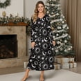 thumbnail image 4 of SEANATIVE Women's Sleepshirts Long Sleeve Cozy Button Front Nightshirt Long Length Pajama Dress Night Gown for Sleep Bedtime Home Relaxation, S, Sun Moon Black, 4 of 7