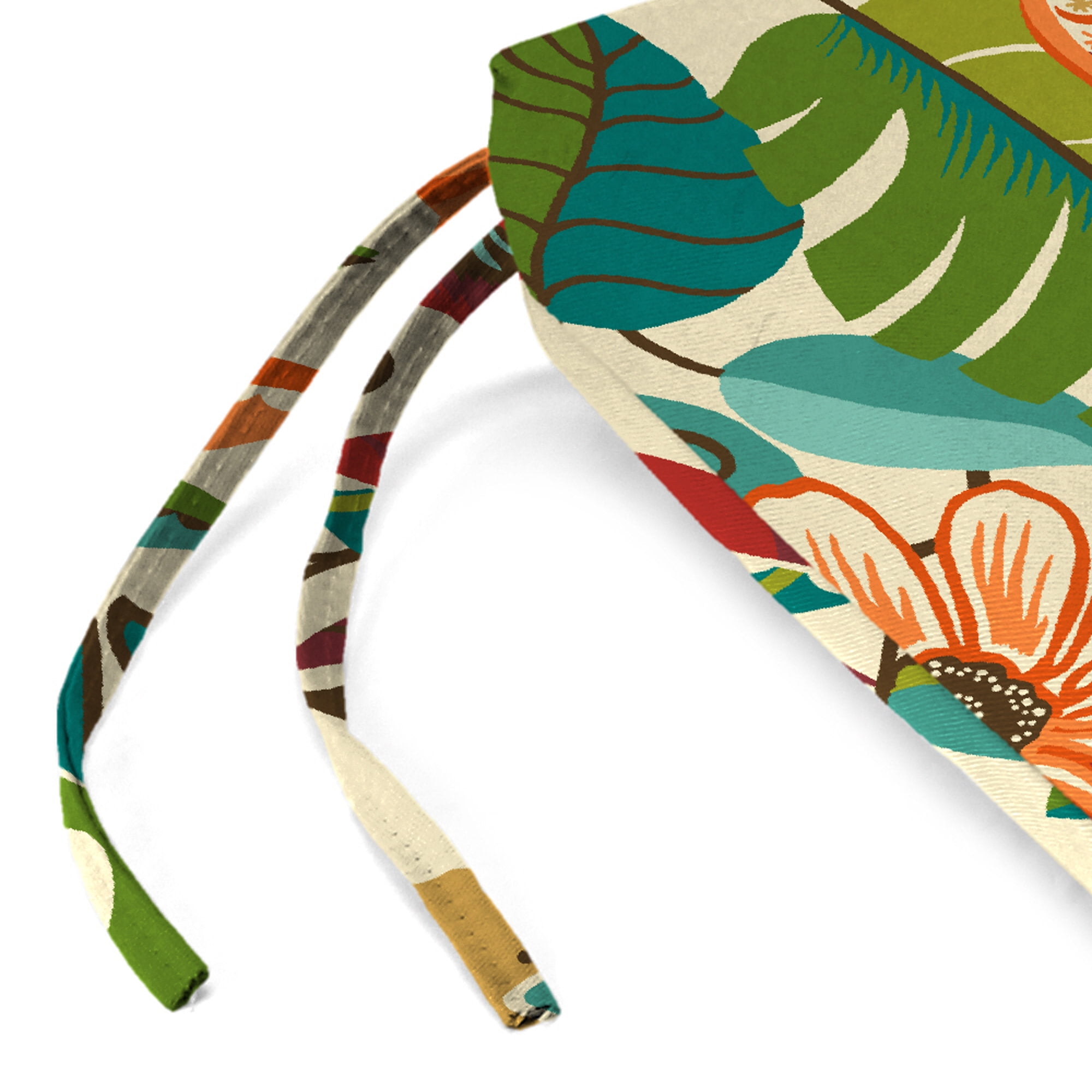 Jordan Manufacturing 48" x 18" Lensing Jungle Multicolor Floral Rectangular Outdoor Settee Swing Bench Cushion with Ties