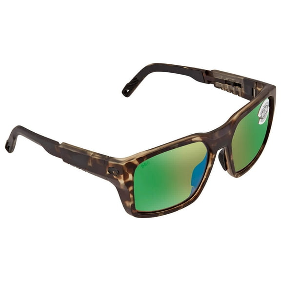 Costa Del Mar Men's Tailwalker Square Sunglasses, Matte Wetlands/Green Mirrored Polarized 580G, 56 mm
