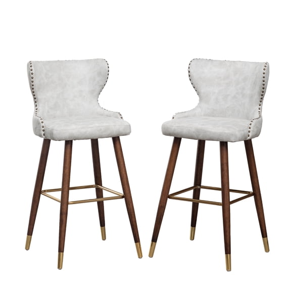 Roundhill Nevis Mid-Century Faux Leather Tufted 29.5 H. Bar Stool