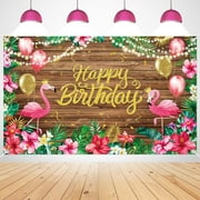 Hawaiian Tropical Party Decoration - Birthday Party Decorations Beach Theme Party Decorations Beach Backdrop Flamingo Birthday decorations(wooden)