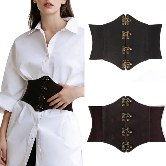 Nooxsoe Wide Waistband Belt for Women Half Corset Belt for Dresses Lace Up Waist Belt Lace Up Adjustable Waistband Wide Belt Waspie Waist Belt Bustiers for Dress Womans Belts A2-red One Size