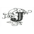 thumbnail image 4 of Letter J Ceramic Toothbrush Holder, Shabby Form Classic Written Medieval Initials J Royal Noble Family Character, Decorative Versatile Countertop for Bathroom, 4.5" X 2.7", Black Grey White, 4 of 4