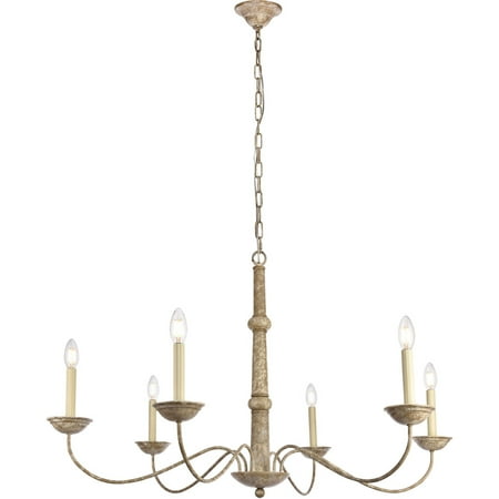 

Weared Dove Tone Finish Chandeliers 40 Wide Metal E12 B Type 6 Light Fixture