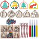 thumbnail image 1 of 30 adornos colgantes de madera sin terminar para decoraciones navideñas, 5 estilos de rodajas de madera de bricolaje con agujeros chunchuan, 1 of 4