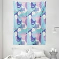 thumbnail image 1 of Geometric Tapestry, Memphis Style Motifs Arrangement in Cool Tones, Wall Hanging for Bedroom Living Room Dorm Decor, 60W X 80L Inches, Grey Pink Dark Ceil Blue Pale Blue Seafoam, by Ambesonne, 1 of 2