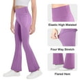 thumbnail image 2 of dazeni Teen Girls High Waist Flare Leggings Soft 4 Way Stretchy Yoga Pants with Pockets Tummy Control Dance Bell Bottoms Leggings Purple 6-7 Years, 2 of 8