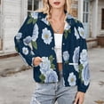 thumbnail image 3 of Jackets for Women Winter Coat Jackets Flannel Stand Collar Jacket(Blue Rose Floral Print,Size:S-4XL), 3 of 7