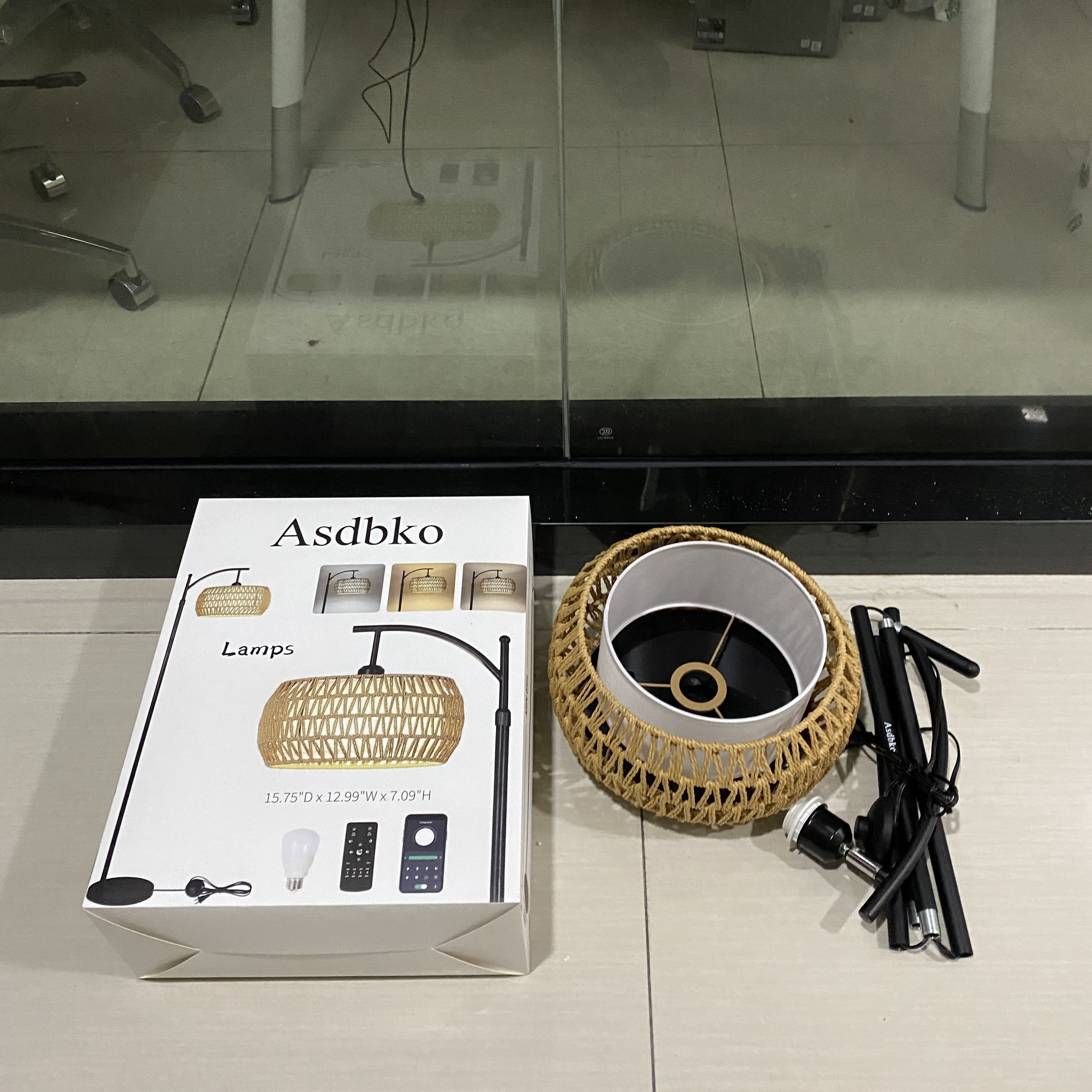 Asdbko lamp, curved floor lamp with remote control