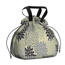Boho Bohemia Pioneer Flower Art Drawstring Lunch Bag Women - Drawstring Lunch Bag Insulated for Work Office - Stain-Resistant Large Lunchbags for Women with Multi-Pockets