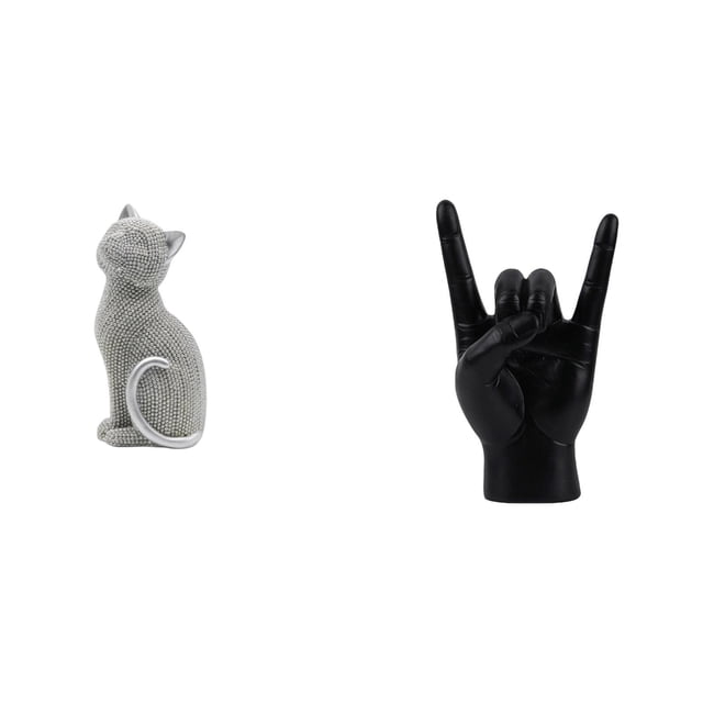 Figura de escritorio de gato con gesto de roca, estatua de resina, esculturas artísticas, adorno de estante moderno con diseño creativo, adecuado para