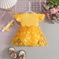 thumbnail image 4 of Karoyedx Summer Baby Girl Clothes Baby Girl Romper Dress Lace Tulle Tutu Bodysuit Jumpsuit Flowers Embroidery Skirt Infant Girl Spring Summer Clothes Yellow Size,9-12 Months, 4 of 5
