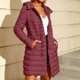 thumbnail image 6 of Inleife Women's Solid Quilted Puffer Jacket with Hooded Design Long Sleeves Front Zipper Closure Two Side Pockets Mid-Length Jackets for Winter, 6 of 6