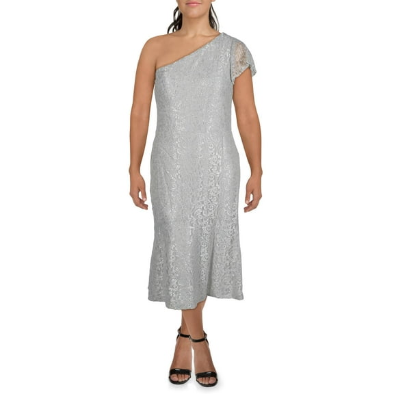 Lauren Ralph Lauren Womens Aven Lace Midi Evening Dress Silver 4