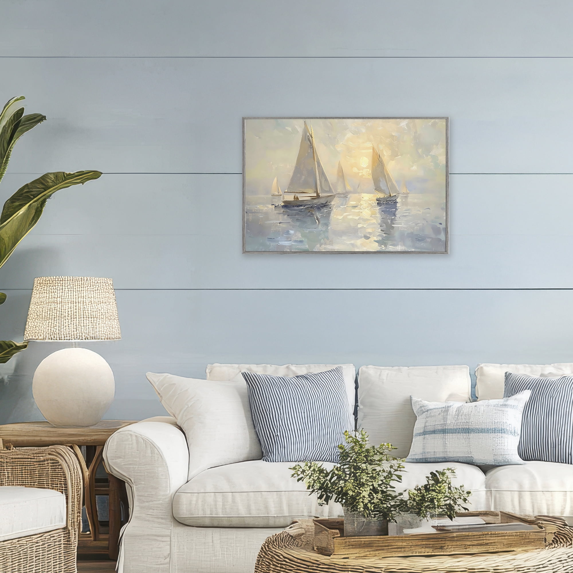 Stupell Industries Sunset Sailboats Glow Gray Framed Giclee Art, design by Creative Studio