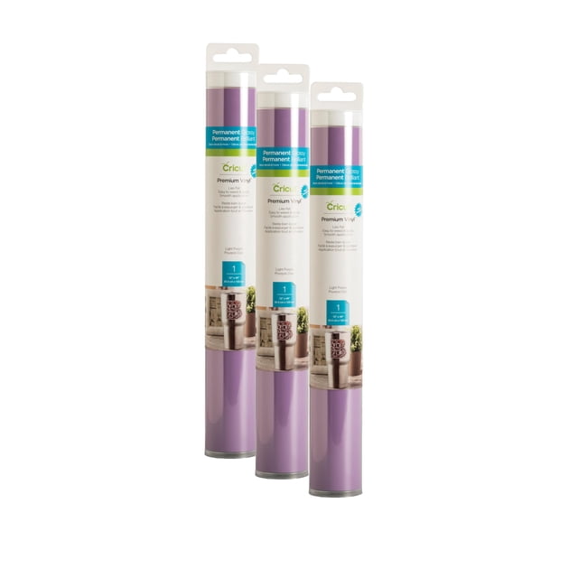 Vinyl Cricut Premium, permanente, morado claro, paquete de 3 unidades, 12 x 48 pulgadas