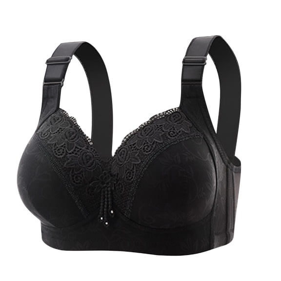 Yutgune Bras For Women Lace Wireless Push Up Bra Full Coverage Adjustable Wide Strap Fringe Detail Comfort