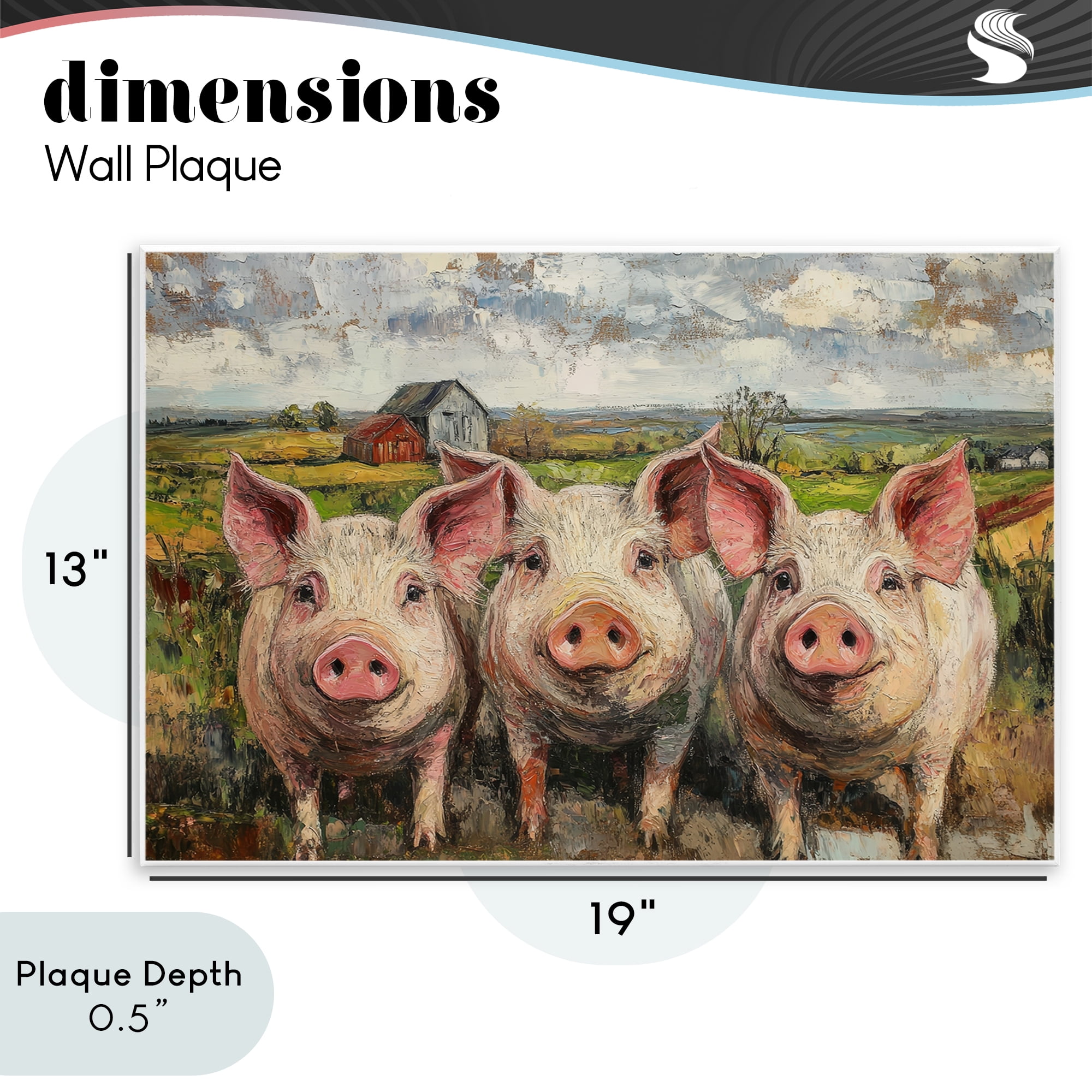 Stupell Industries Classic Barnyard Pigs in Countryside Wall Plaque Art, design by Petal Prints Design