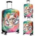 thumbnail image 2 of Funny Watercolor Adorable Devon Rex Peeking Through Torn Paper Effect Travel Luggage Cover Cat Lover Kitten Owner Gifts Suitcase Dust Protective Decor - 00026, 2 of 5