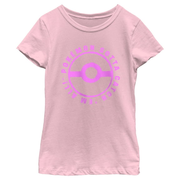 Girl's Pokemon Gotta Catch Em' All Sweet Pink  Graphic Tee Light Pink X Large
