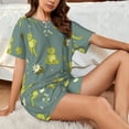 thumbnail image 5 of Yiaed Cute Yoga Frogs Print Short Sleeve Pajama Sets for Women Casual Crew Neck 2 Piece Lounge Sets Women's Short-Sleeved Pajama-XX-Large, 5 of 5