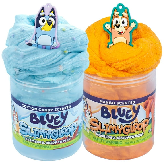 Slime Bluey SLIMYGLOOP, paquete de 2 unidades, con aroma a nubes y dijes, 225 ml