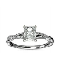 0.75 Ct Brilliant Radiant Shape Solitaire with Accents Genuine Diamond Beautiful Wedding Ring for her Solid 18K White Gold Size 7