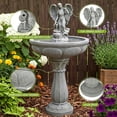 thumbnail image 6 of 37 Inch Angel Statue Pedestal Water Fountain, 2-Tier Resin Outdoor Waterfall Fountain, UV & Weather Resistant, Auto Water Shortage Shutoff, Stable Anti-Splash Design for Yard Lawn Decor, 6 of 9