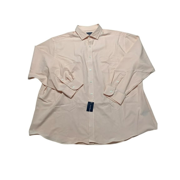 Club Room Men Regular fit Dress Shirt XXL 18.5 in 34-35 Orange Striped