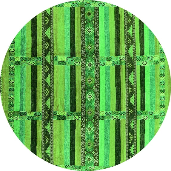 Ahgly Company Indoor Round Oriental Green Industrial Area Rugs, 8' Round