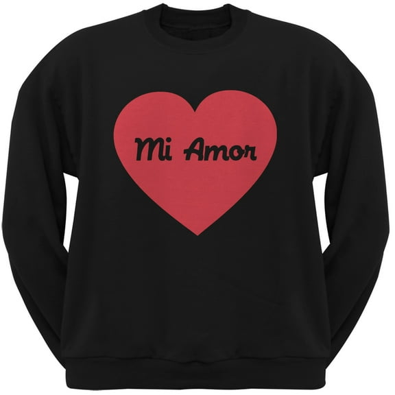 Valentine's Day Mi Amor Black Adult Crew Neck Sweatshirt - Small