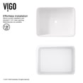 thumbnail image 4 of VIGO Jasmine Modern White Matte Stone 18 in. L x 15 in. W x 5 in. H Rectangular Vessel Bathroom Sink, 4 of 10
