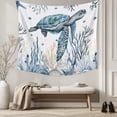 thumbnail image 5 of Ocean Turtle Large Tapestry for Bedroom Wall Hanging Tapestry, Coastal Coral Seagrass Starfish Ceiling Backdrop Tapestries Poster Blanket Wall Decor for Teens Room Living Room Dorm 100" x 59", 5 of 8