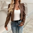 thumbnail image 6 of Zpanxa Women's Vegan Leather Biker Jacket Short Cropped Motorcycle Style Hoodless Long Sleeve Outerwear, 6 of 7