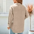 thumbnail image 2 of <p>Turn Down Collar Shirt, Casual Elegant Button Closure Blouse Loose Pure Color Soft Fashionable Pocket  For Lady For Dating</p>, 2 of 6