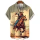 thumbnail image 3 of Camisas hawaianas de diseño occidental vintage para hombre, camisetas de manga corta con estampado 3D, camisetas con solapa y botones, camisas Aloha casuales, 3 of 5
