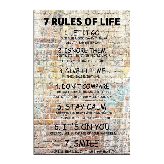 7 Rules of Life Motivational Wall-Art Inspirational Printed on Canvas Wall Decor For Living Room Quotes Artwork for Home Office Gym Art poster