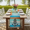 thumbnail image 4 of Table Runners 90 Inches Long Dress Scarves, Nautical Anchor Farmhouse Coffee/Dining/Kitchen Table Runner for Living Room, Retro Blue Brown Wooden Boards Farmhouse 13x90 Inch, 4 of 9