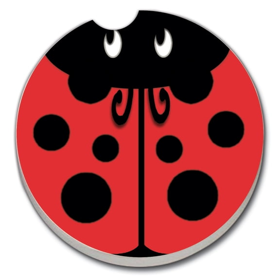 Absorbent Stoneware Car Coaster, Ladybug, Set of 2