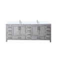 thumbnail image 3 of Jacques 84 in. W Distressed Grey Double Bath Vanity, White Quartz Top, and Faucet Set, 3 of 9