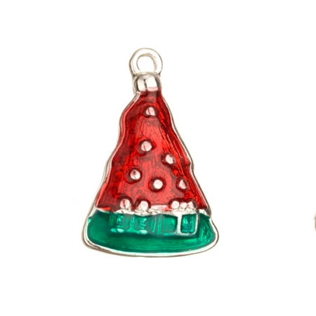 - Enamel Drop, Red And Green Christmas Tree Silver Plated 15.7x3.8mm