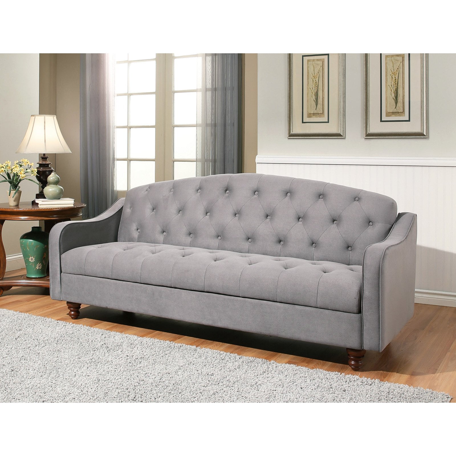 Abbyson Cordell Tufted Sofa Bed Gray