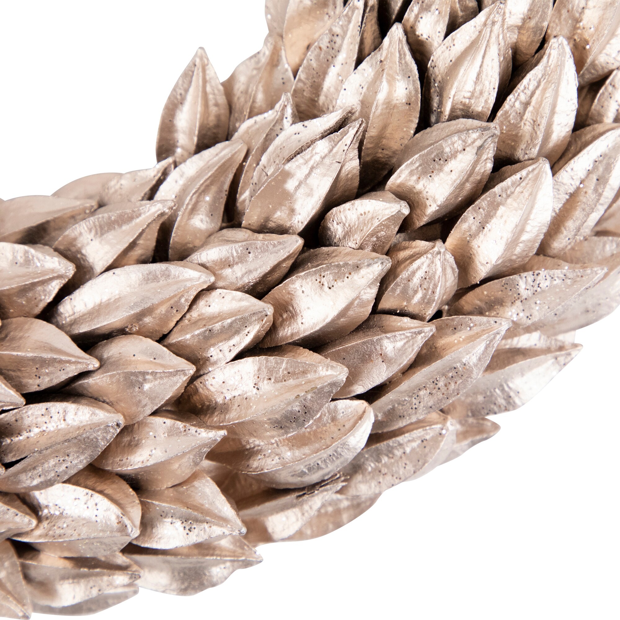 Northlight Champagne Gold Budding Leaves Glitter Christmas Wreath 11.5-Inch Unlit - 11.5"