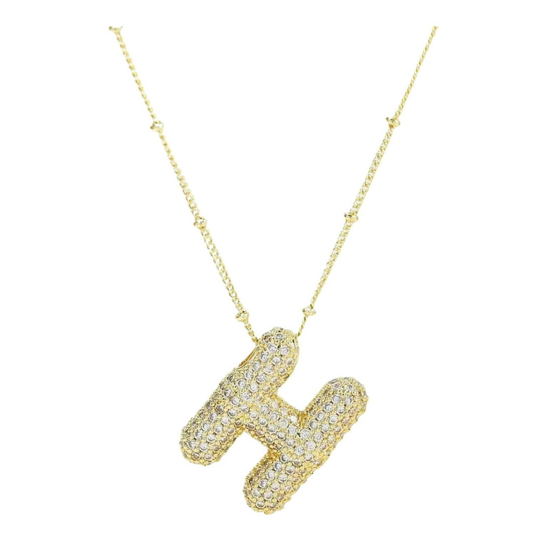 BAYLAY Gifts for Mom - Bubble Letter Necklace Gold Plated Balloon Letter E Pendant Bubble Bubble Letter Necklace for Women